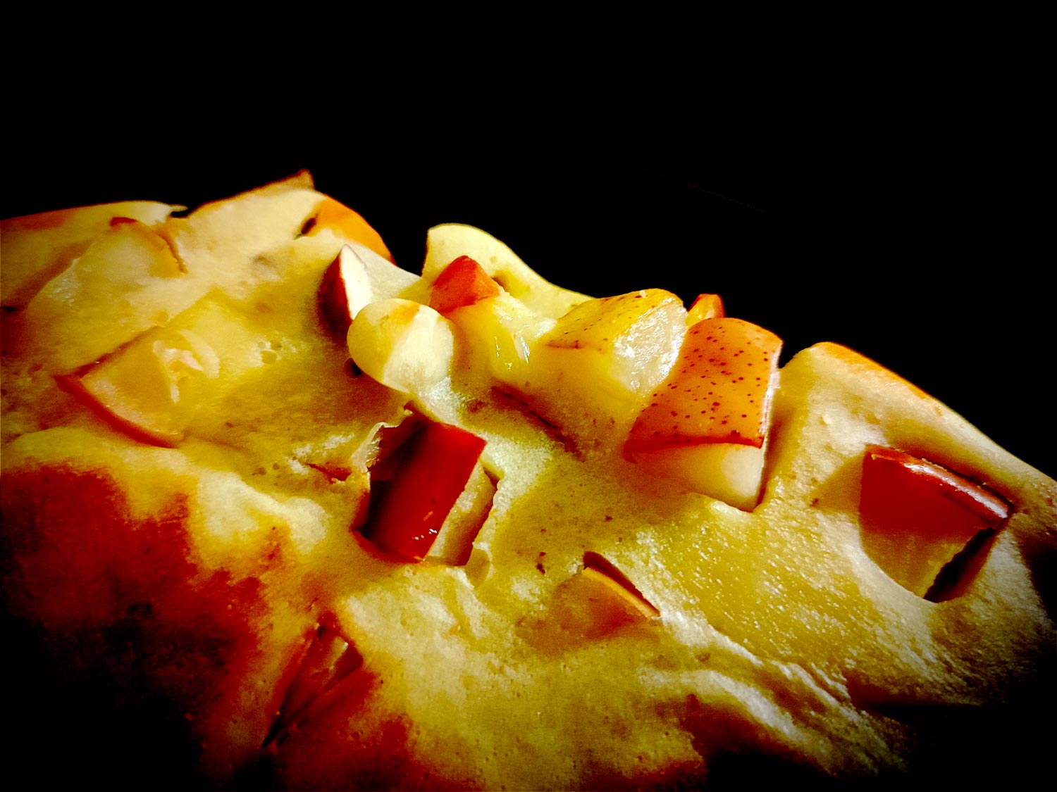 Poire fondante et pomme croquante pour des bouchées contrastées.