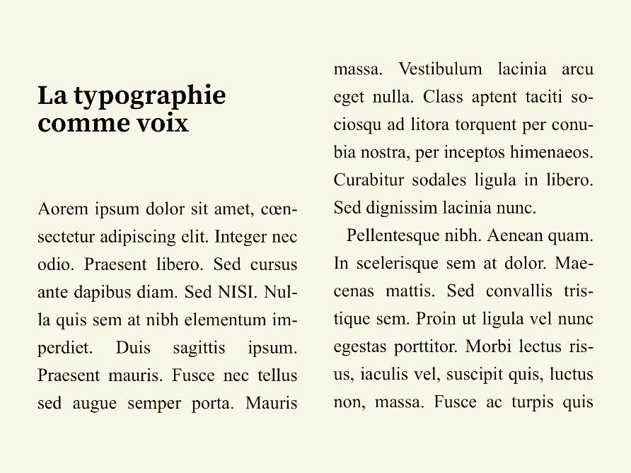 Texte noir sur fond sépia, taille de caractères augmentée.